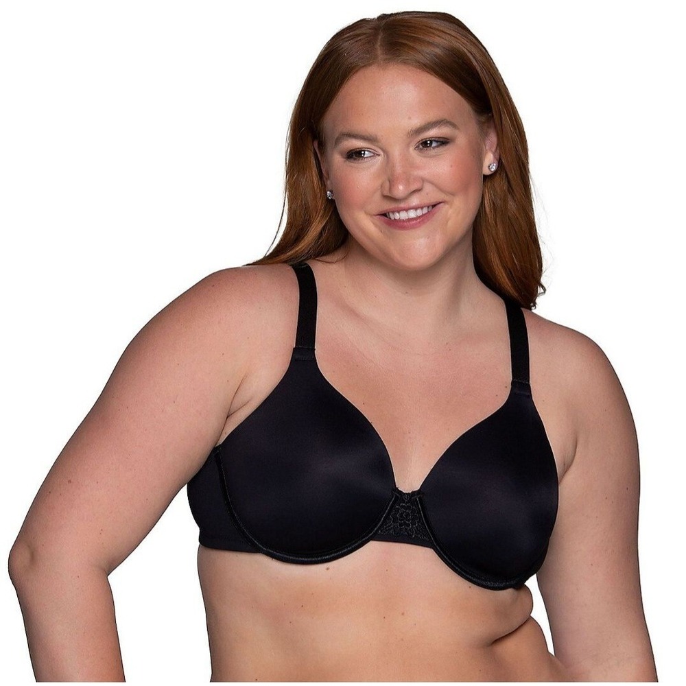 Vanity Fair Beauty Back Smoothing Full Figure Contour Black Bra 42DD #76380